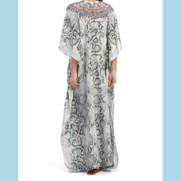 NWT La Moda Maxi Dress Swim Cover Up Dress Snakeskin print with Embellishments - Picture 4 of 8